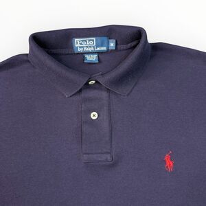 Vtg Polo Ralph Lauren Polo Mens Medium Navy Blue Pony Rugby Preppy Essential Y2K
